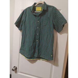 Descendant of Thieves by Dres Ladro Shirt Mens XL Green Gingham Plaid Beapoke